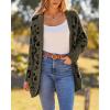 imageBTFBM Leopard Cardigan for Women Long Sleeve Open Front Cardigans Sweaters Pockets Loose Knit 2025 Fall Winter OutwearArmy Green
