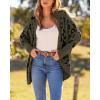 imageBTFBM Leopard Cardigan for Women Long Sleeve Open Front Cardigans Sweaters Pockets Loose Knit 2025 Fall Winter OutwearArmy Green