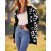 imageBTFBM Leopard Cardigan for Women Long Sleeve Open Front Cardigans Sweaters Pockets Loose Knit 2025 Fall Winter OutwearBlack