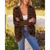 imageBTFBM Leopard Cardigan for Women Long Sleeve Open Front Cardigans Sweaters Pockets Loose Knit 2025 Fall Winter OutwearCoffee