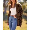 imageBTFBM Leopard Cardigan for Women Long Sleeve Open Front Cardigans Sweaters Pockets Loose Knit 2025 Fall Winter OutwearCoffee
