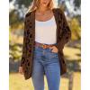 imageBTFBM Leopard Cardigan for Women Long Sleeve Open Front Cardigans Sweaters Pockets Loose Knit 2025 Fall Winter OutwearCoffee