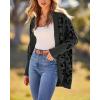 imageBTFBM Leopard Cardigan for Women Long Sleeve Open Front Cardigans Sweaters Pockets Loose Knit 2025 Fall Winter OutwearDark Grey