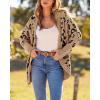 imageBTFBM Leopard Cardigan for Women Long Sleeve Open Front Cardigans Sweaters Pockets Loose Knit 2025 Fall Winter OutwearKhaki