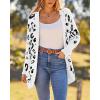 imageBTFBM Leopard Cardigan for Women Long Sleeve Open Front Cardigans Sweaters Pockets Loose Knit 2025 Fall Winter OutwearWhite