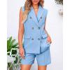 imageBTFBM Two Piece Sets For Women Summer 2025 Pockets Button Down Sleeveless Vest And Shorts Work Business Casual OutfitsLight Blue