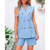 imageBTFBM Two Piece Sets For Women Summer 2025 Pockets Button Down Sleeveless Vest And Shorts Work Business Casual OutfitsLight Blue