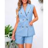 imageBTFBM Two Piece Sets For Women Summer 2025 Pockets Button Down Sleeveless Vest And Shorts Work Business Casual OutfitsLight Blue