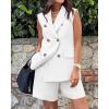 imageBTFBM Two Piece Sets For Women Summer 2025 Pockets Button Down Sleeveless Vest And Shorts Work Business Casual OutfitsWhite