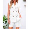 imageBTFBM Two Piece Sets For Women Summer 2025 Pockets Button Down Sleeveless Vest And Shorts Work Business Casual OutfitsWhite