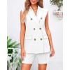 imageBTFBM Two Piece Sets For Women Summer 2025 Pockets Button Down Sleeveless Vest And Shorts Work Business Casual OutfitsWhite