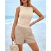 imageBTFBM Two Piece Sets for Women Spring Matching Set Sleeveless Tank Knit Tops Shorts Business Clothing Vacation OutfitsApricotkhaki