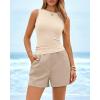 imageBTFBM Two Piece Sets for Women Spring Matching Set Sleeveless Tank Knit Tops Shorts Business Clothing Vacation OutfitsApricotkhaki