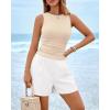 imageBTFBM Two Piece Sets for Women Spring Matching Set Sleeveless Tank Knit Tops Shorts Business Clothing Vacation OutfitsApricotwhite