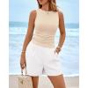 imageBTFBM Two Piece Sets for Women Spring Matching Set Sleeveless Tank Knit Tops Shorts Business Clothing Vacation OutfitsApricotwhite
