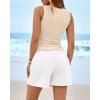 imageBTFBM Two Piece Sets for Women Spring Matching Set Sleeveless Tank Knit Tops Shorts Business Clothing Vacation OutfitsApricotwhite