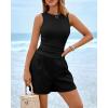 imageBTFBM Two Piece Sets for Women Spring Matching Set Sleeveless Tank Knit Tops Shorts Business Clothing Vacation OutfitsBlack