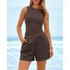 imageBTFBM Two Piece Sets for Women Spring Matching Set Sleeveless Tank Knit Tops Shorts Business Clothing Vacation OutfitsBrown