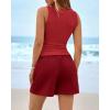 imageBTFBM Two Piece Sets for Women Spring Matching Set Sleeveless Tank Knit Tops Shorts Business Clothing Vacation OutfitsRed