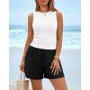 imageBTFBM Two Piece Sets for Women Spring Matching Set Sleeveless Tank Knit Tops Shorts Business Clothing Vacation OutfitsWhiteblack
