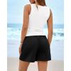 imageBTFBM Two Piece Sets for Women Spring Matching Set Sleeveless Tank Knit Tops Shorts Business Clothing Vacation OutfitsWhiteblack
