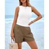 imageBTFBM Two Piece Sets for Women Spring Matching Set Sleeveless Tank Knit Tops Shorts Business Clothing Vacation OutfitsWhitedark Khaki