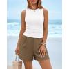 imageBTFBM Two Piece Sets for Women Spring Matching Set Sleeveless Tank Knit Tops Shorts Business Clothing Vacation OutfitsWhitedark Khaki