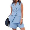 imageBTFBM Two Piece Sets For Women Summer 2025 Pockets Button Down Sleeveless Vest And Shorts Work Business Casual OutfitsLight Blue