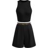 imageBTFBM Two Piece Sets for Women Spring Matching Set Sleeveless Tank Knit Tops Shorts Business Clothing Vacation OutfitsBlack