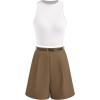 imageBTFBM Two Piece Sets for Women Spring Matching Set Sleeveless Tank Knit Tops Shorts Business Clothing Vacation OutfitsWhitedark Khaki