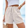imageBTFBM Casual Striped Shorts for Women 2026 Spring Summer Elastic Waist Pockets Lounge Pajama Vacation Beach Boxers ClothesBeige