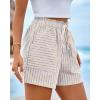 imageBTFBM Casual Striped Shorts for Women 2026 Spring Summer Elastic Waist Pockets Lounge Pajama Vacation Beach Boxers ClothesBeige