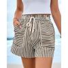 imageBTFBM Casual Striped Shorts for Women 2026 Spring Summer Elastic Waist Pockets Lounge Pajama Vacation Beach Boxers ClothesBlack