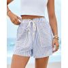imageBTFBM Casual Striped Shorts for Women 2026 Spring Summer Elastic Waist Pockets Lounge Pajama Vacation Beach Boxers ClothesBlue