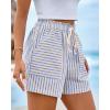 imageBTFBM Casual Striped Shorts for Women 2026 Spring Summer Elastic Waist Pockets Lounge Pajama Vacation Beach Boxers ClothesBlue