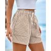 imageBTFBM Casual Striped Shorts for Women 2026 Spring Summer Elastic Waist Pockets Lounge Pajama Vacation Beach Boxers ClothesKhaki