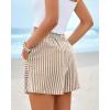 imageBTFBM Casual Striped Shorts for Women 2026 Spring Summer Elastic Waist Pockets Lounge Pajama Vacation Beach Boxers ClothesKhaki