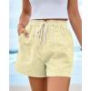 imageBTFBM Casual Striped Shorts for Women 2026 Spring Summer Elastic Waist Pockets Lounge Pajama Vacation Beach Boxers ClothesYellow