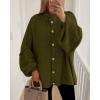 imageBTFBM Cardigan Sweaters for Women 2025 Fall Clothes Lantern Long Sleeve Button Open Front Chunky Knit Oversized SweaterArmy Green