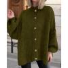 imageBTFBM Cardigan Sweaters for Women 2025 Fall Clothes Lantern Long Sleeve Button Open Front Chunky Knit Oversized SweaterArmy Green