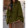 imageBTFBM Cardigan Sweaters for Women 2025 Fall Clothes Lantern Long Sleeve Button Open Front Chunky Knit Oversized SweaterArmy Green