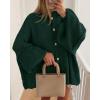 imageBTFBM Cardigan Sweaters for Women 2025 Fall Clothes Lantern Long Sleeve Button Open Front Chunky Knit Oversized SweaterDark Green