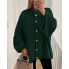 imageBTFBM Cardigan Sweaters for Women 2025 Fall Clothes Lantern Long Sleeve Button Open Front Chunky Knit Oversized SweaterDark Green