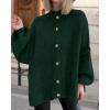 imageBTFBM Cardigan Sweaters for Women 2025 Fall Clothes Lantern Long Sleeve Button Open Front Chunky Knit Oversized SweaterDark Green