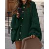 imageBTFBM Cardigan Sweaters for Women 2025 Fall Clothes Lantern Long Sleeve Button Open Front Chunky Knit Oversized SweaterDark Green