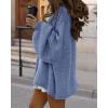 imageBTFBM Cardigan Sweaters for Women 2025 Fall Clothes Lantern Long Sleeve Button Open Front Chunky Knit Oversized SweaterGrey Blue