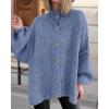 imageBTFBM Cardigan Sweaters for Women 2025 Fall Clothes Lantern Long Sleeve Button Open Front Chunky Knit Oversized SweaterGrey Blue