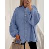 imageBTFBM Cardigan Sweaters for Women 2025 Fall Clothes Lantern Long Sleeve Button Open Front Chunky Knit Oversized SweaterGrey Blue