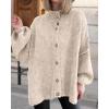 imageBTFBM Cardigan Sweaters for Women 2025 Fall Clothes Lantern Long Sleeve Button Open Front Chunky Knit Oversized SweaterLight Khaki