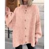 imageBTFBM Cardigan Sweaters for Women 2025 Fall Clothes Lantern Long Sleeve Button Open Front Chunky Knit Oversized SweaterPink